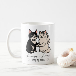 Cute Bride & Groom cats personalized name wedding  Coffee Mug
