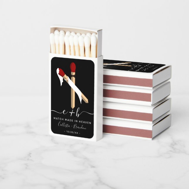 Cute Bride Groom Match Made in Heaven Wedding (Stacked)