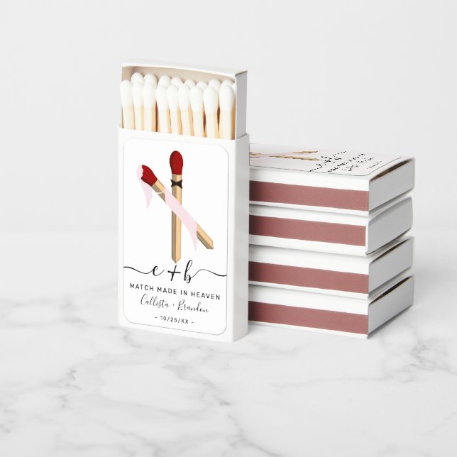 Cute Bride Groom Match Made in Heaven Wedding (Stacked)