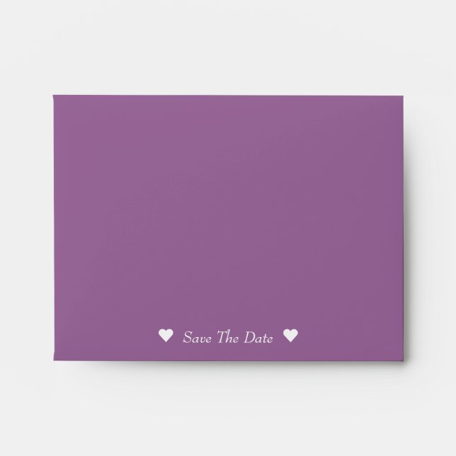 Cute Bride & Groom Purple Save The Date Envelopes (Front)
