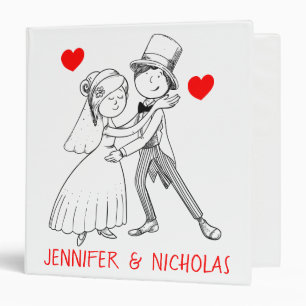 Cute Bride Groom Red Wedding Planner Photo Album 3 Ring Binder