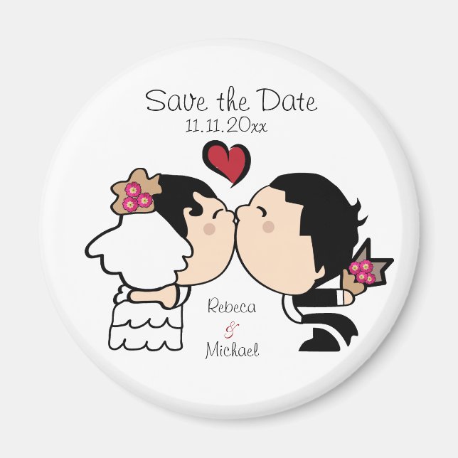 Cute Bride & Groom Save the Date Magnets (Front)