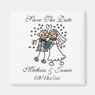 Cute Bride Groom Save The Dates Magnets