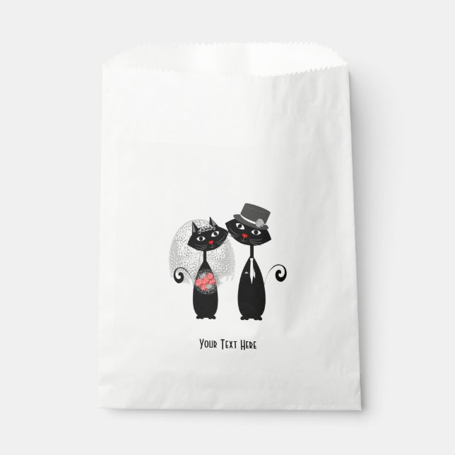 Cute Bride | Groom Wedding Cats Favor Bag (Front)