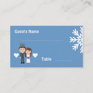 Cute Bride & Groom winter snowflake seating cards