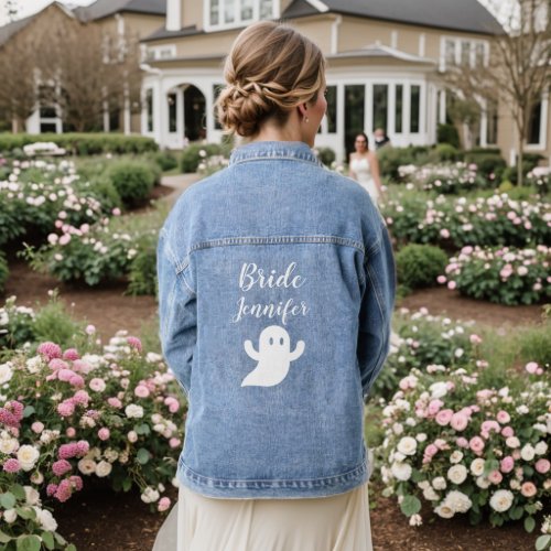 Cute Bride Halloween Ghost Wedding Bachelorette  Denim Jacket