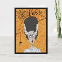Cute Bride of Frankenstein Halloween Card