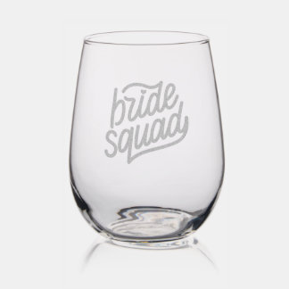 Cute Bride Squad Bachelorette Party Stemless Wine Glass