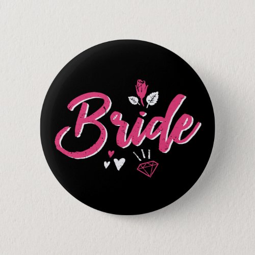 Cute Bride To Be Pink Calligraphy Script Font Button