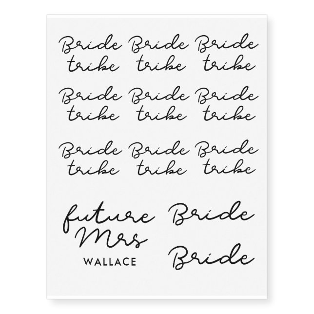 Cute Bride tribe and Future Mrs Temporary Tattoos (Front)