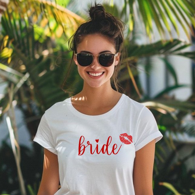 cute bride with red lips and heart T-Shirt (Creator Uploaded)
