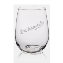 Cute Bridesmaid Bachelorette Party Stemless Wine Glass