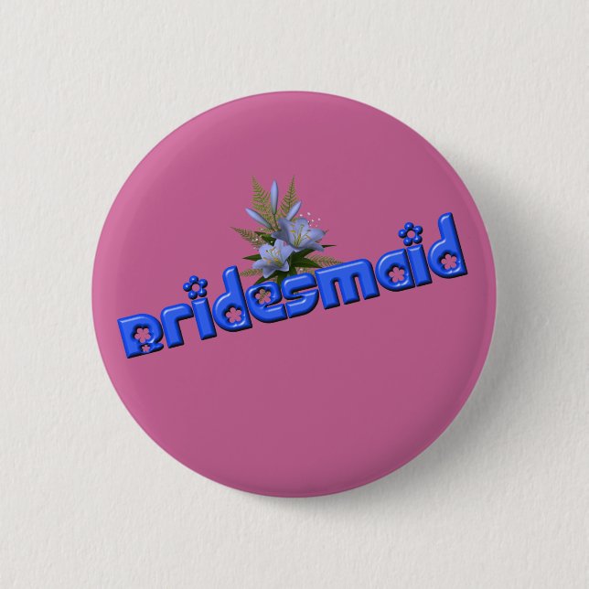 Cute Bridesmaid Flower Bouquet  Button (Front)