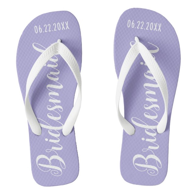 Cute Bridesmaid Lavender Purple Flip Flops (Footbed)