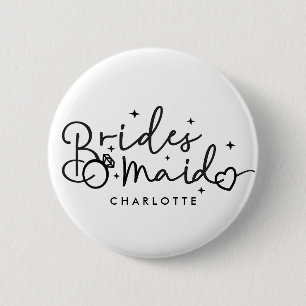 Cute Bridesmaid Script Wedding Party Button