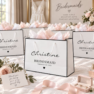 Cute Bridesmaid Wedding Thank You Black & White Large Gift Bag