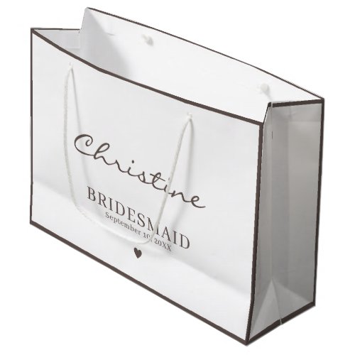 Cute Bridesmaid Wedding Thank You Gray  White Large Gift Bag