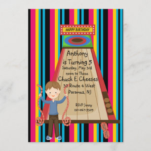 Cute, Bright, and Striped Boys Arcade Invitation