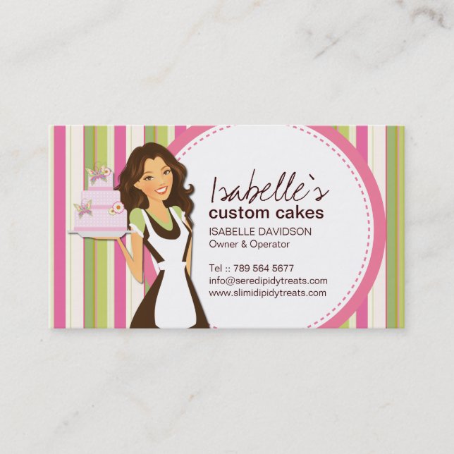 Cute, Bright and Whimsical Bakery Business Card (Front)