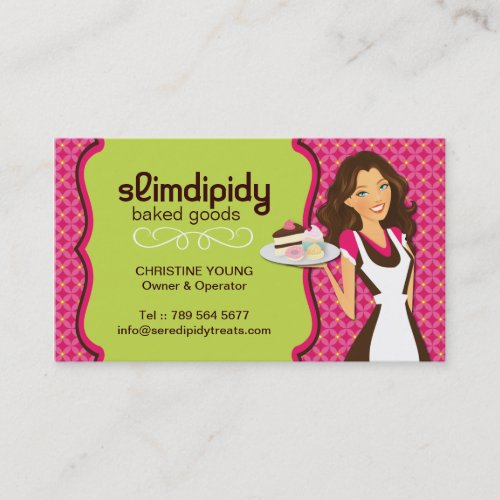 Cute Bright and Whimsical Bakery Business Card