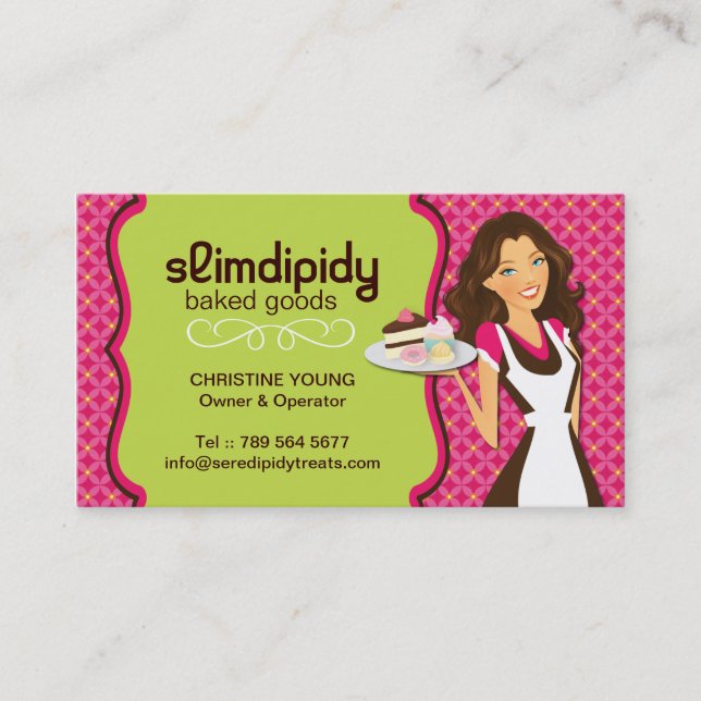 Cute, Bright and Whimsical Bakery Business Card (Front)