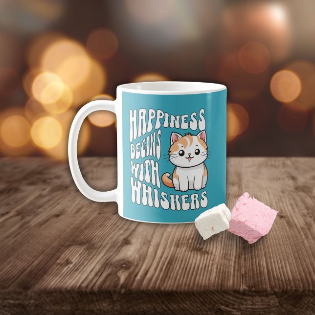 Cute bright blue funny cat saying coffee mug (Creator Uploaded)
