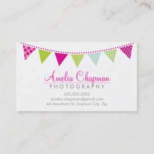 CUTE BRIGHT BUNTING bold party pink green mint Business Card