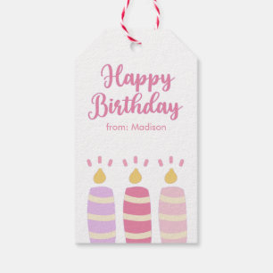 Cute Bright Candles Personalized Happy Birthday Gift Tags