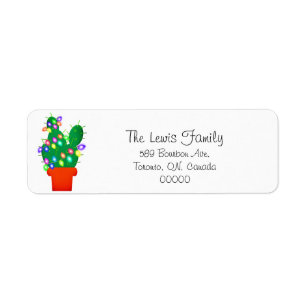 Cute Bright Christmas Cactus Address Label