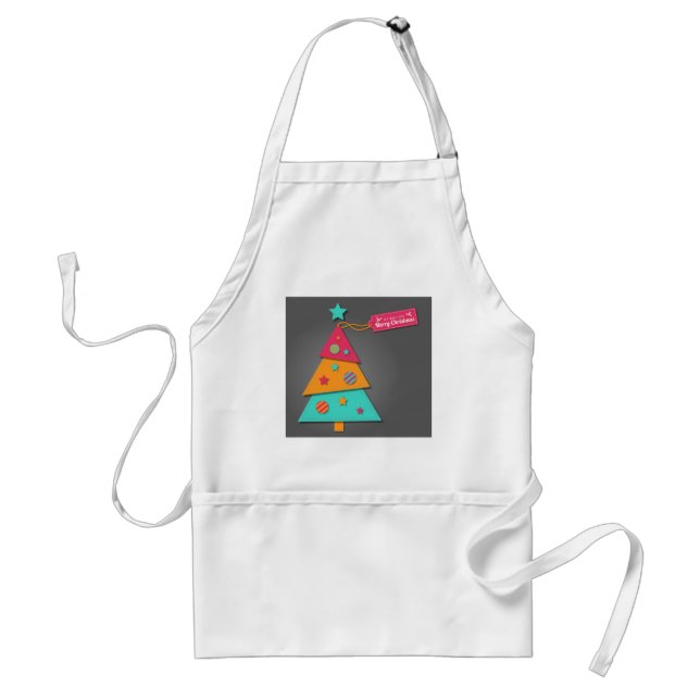 Cute bright Christmas tree modern art craft Adult Apron (Front)