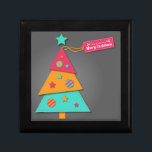 Cute bright Christmas tree modern art craft Gift Box<br><div class="desc">A colourful and bright design of a modern Christmas tree in pink orange and blue in a modern art design. This cute symbol of Christmas has a Christmas greeting and is sure to bring a smile to your face this festive season. Perfect to gift your Christmas presents !</div>