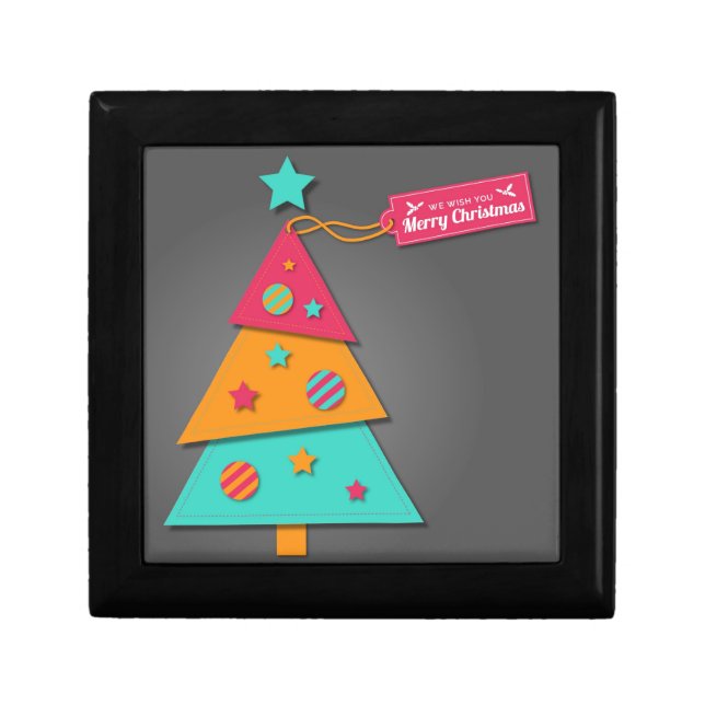 Cute bright Christmas tree modern art craft Gift Box (Front)