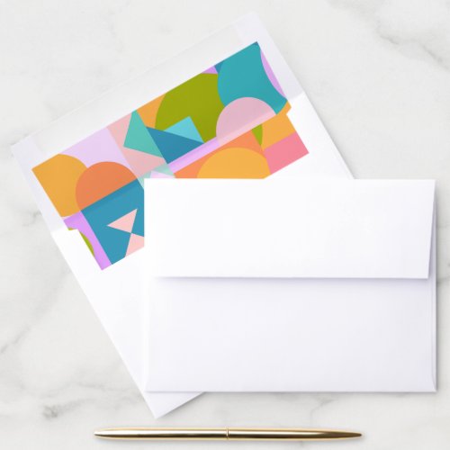 Cute Bright Colorful Geometric Shapes Invitation Envelope Liner