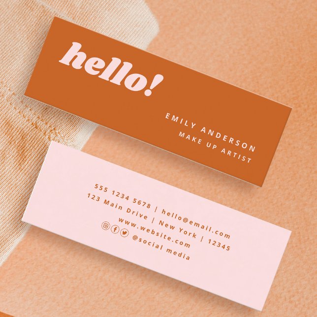 Cute Bright Colorful Orange Pink  Mini Business Card (Creator Uploaded)