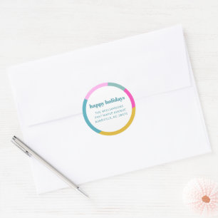 Cute Bright Colorful Return Address Holiday Classic Round Sticker