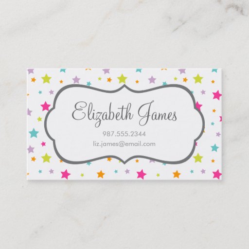 Customizable Cute Bright Colorful Stars Business Card Template
