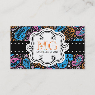 Cute Bright Colors Paisley Calling Card