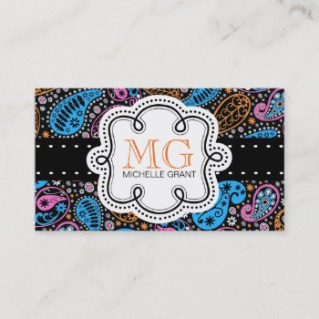 Cute Bright Colors Paisley Calling Card by PartyHearty at Zazzle