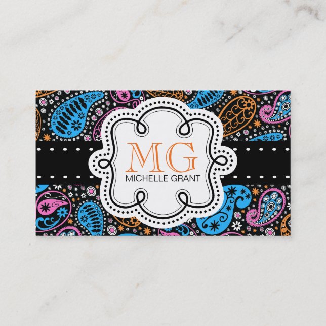 Cute Bright Colors Paisley Calling Card (Front)