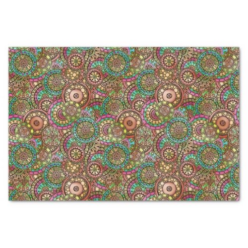 Cute Bright Colors Retro Circles Floral Pattern Tissue Paper