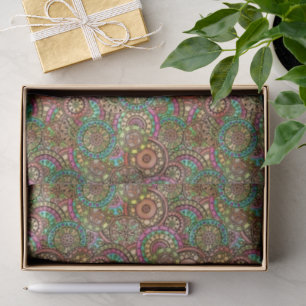 Cute Bright Colors Retro Circles Floral Pattern Tissue Paper