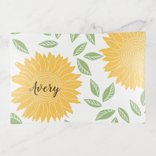 Cute Bright Country Sunflower Pattern Personalized Trinket Tray