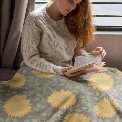 Cute Bright Country Sunflower Pattern Sherpa Blanket