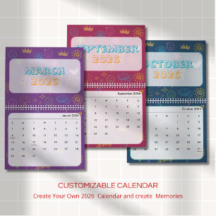 Cute Bright Doodle 2026 Calendar