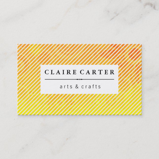 Cute Bright Floral Diagonal Stripes Business Card (Front)