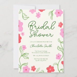 Cute & Bright Floral Garden Bridal Shower Invitation