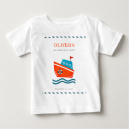 Cute Bright Kids Nautical Boat Any Age Birthday Baby T-Shirt