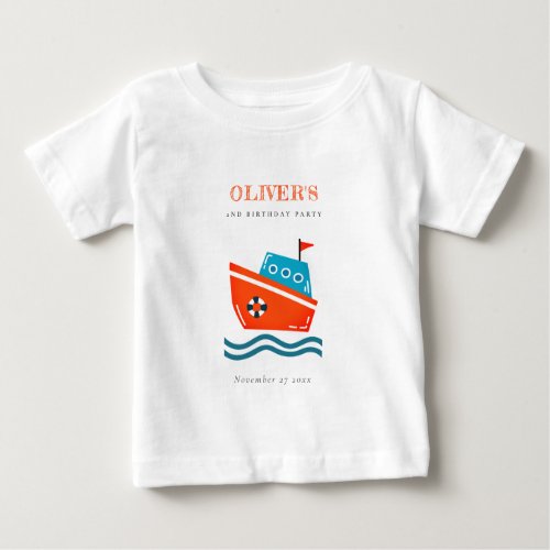 Cute Bright Kids Nautical Boat Any Age Birthday Baby T_Shirt