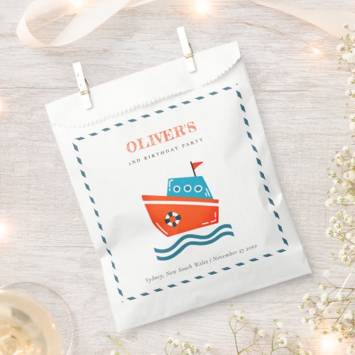 Cute Bright Kids Nautical Boat Any Age Birthday Favor Bag