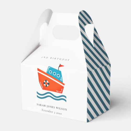 Cute Bright Kids Nautical Boat Any Age Birthday Favor Boxes